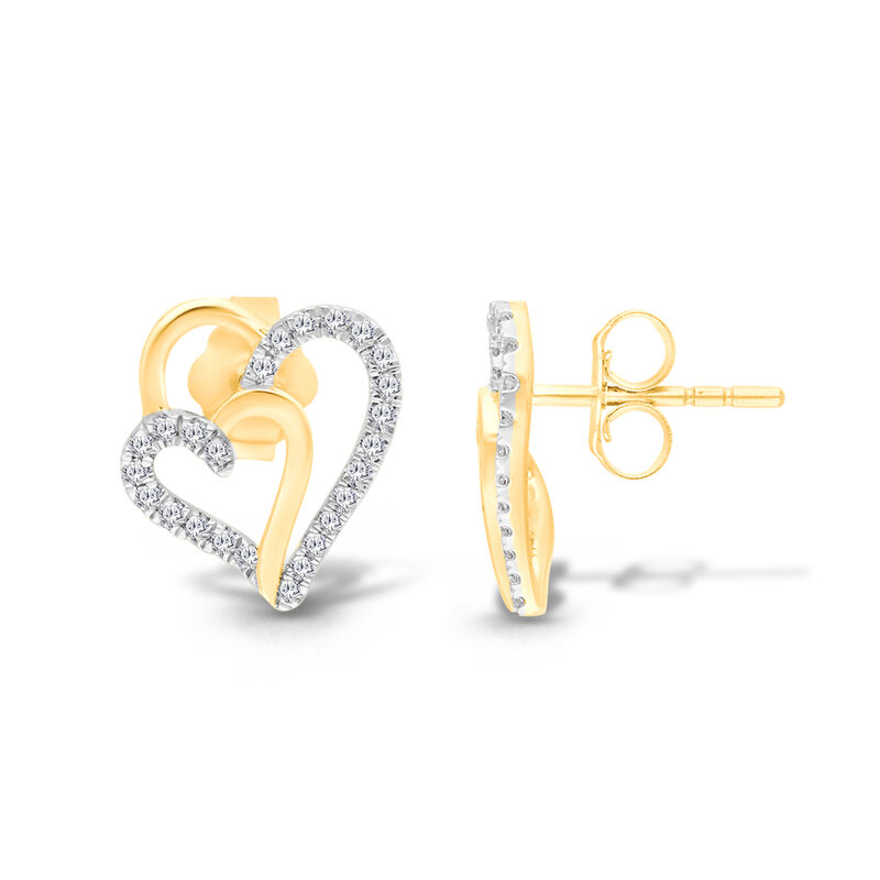 Diamond 3/10ctw. Heart Earrings in 14k Two Tone Gold image number null